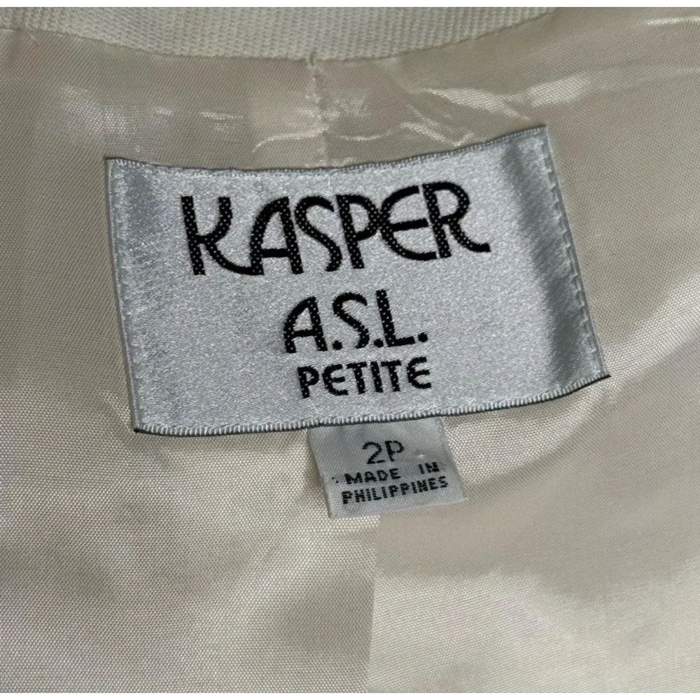 Vintage 80s/90s Kasper A.S.L. Cream Double-Breasted Women's Jacket Size‎ 2P - Picture 4 of 6